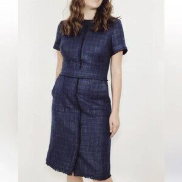 NEW Banana Republic Navy Tweed Dress Size 8 - Picture 1 of 8